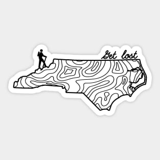 Get Lost Hiking Topographic Art Hike North Carolina State Map Sticker